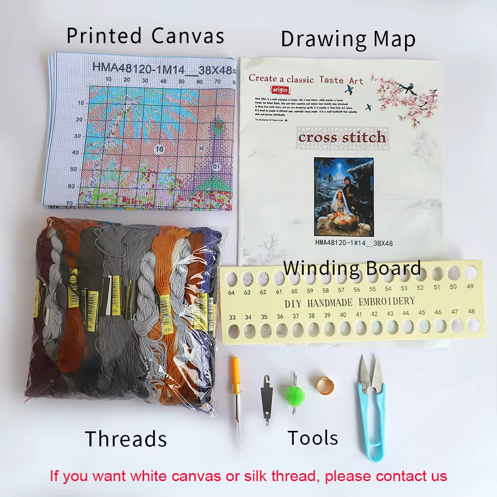 Fleurs colorées bricolage point de croix broderie 11CT Kits artisanat couture ensemble fil de coton imprimé toile vente à la maison