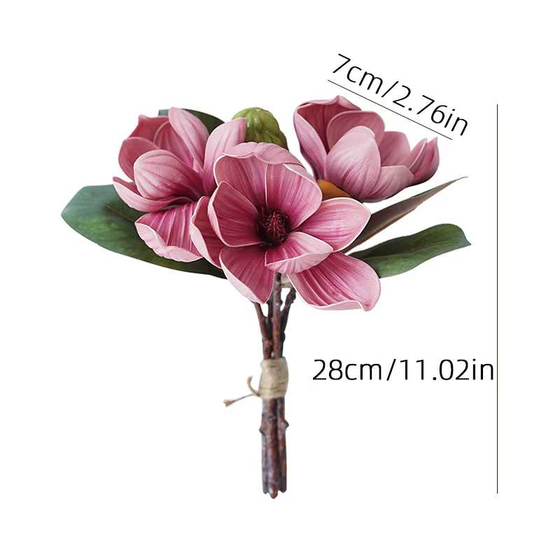 1 Bouquet, 4 fleurs simulées attachées avec de grandes