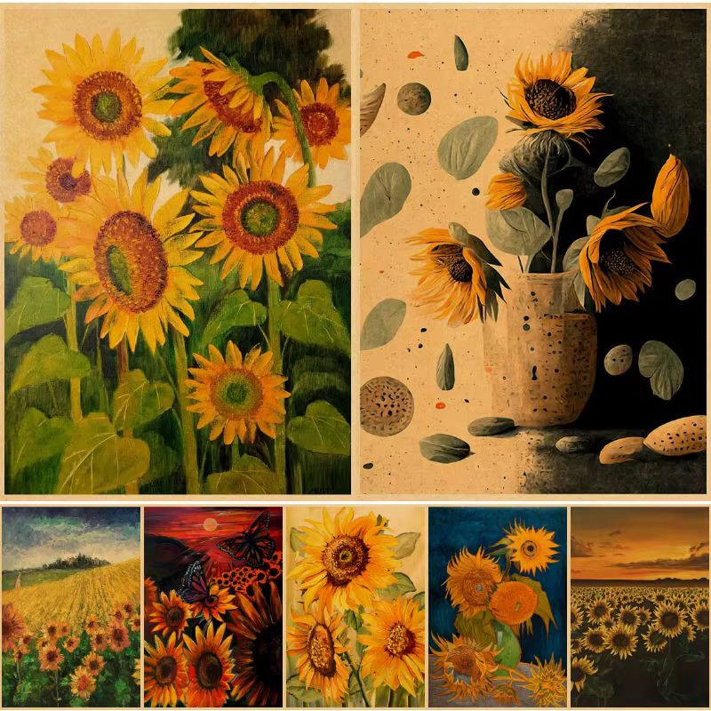 Affiches de peinture à l'huile tournesol