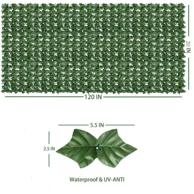 Panneaux de clôture à feuilles vertes