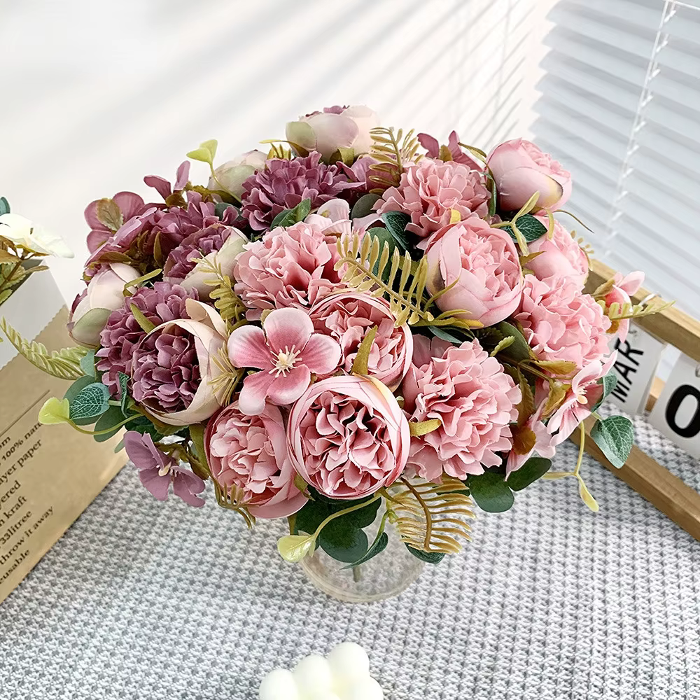 Grandes roses de thé artificielles en soie