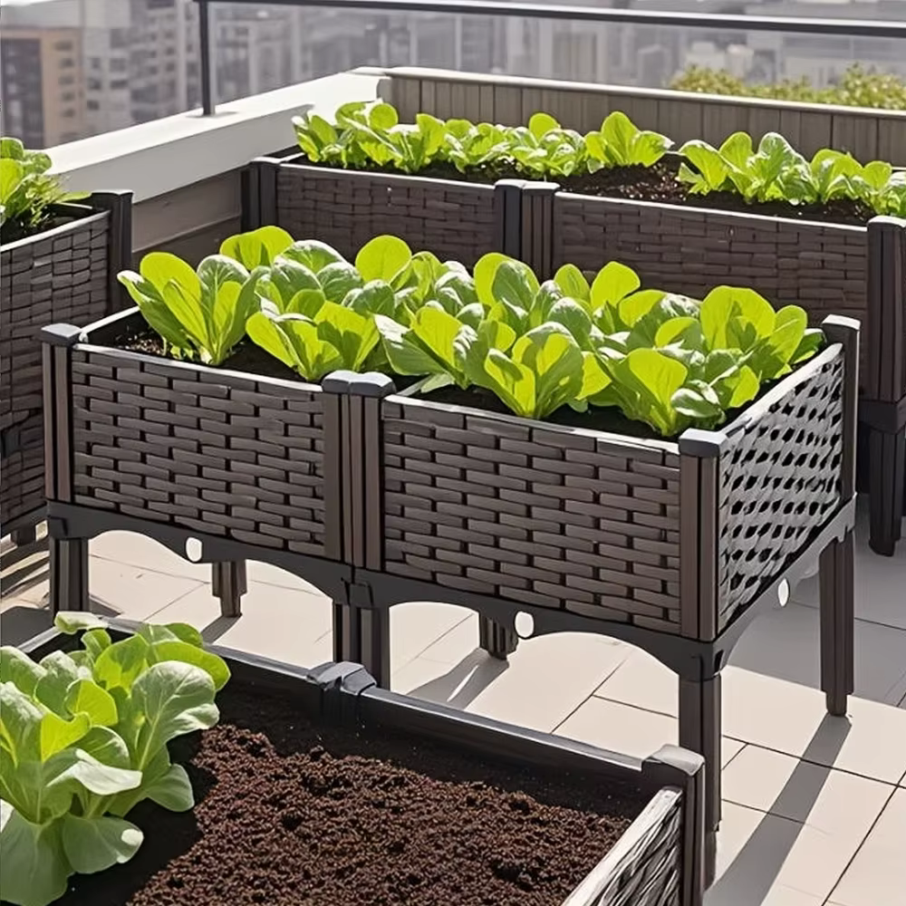 Boîte de plantation à 4 compartiments pour balcon domestique