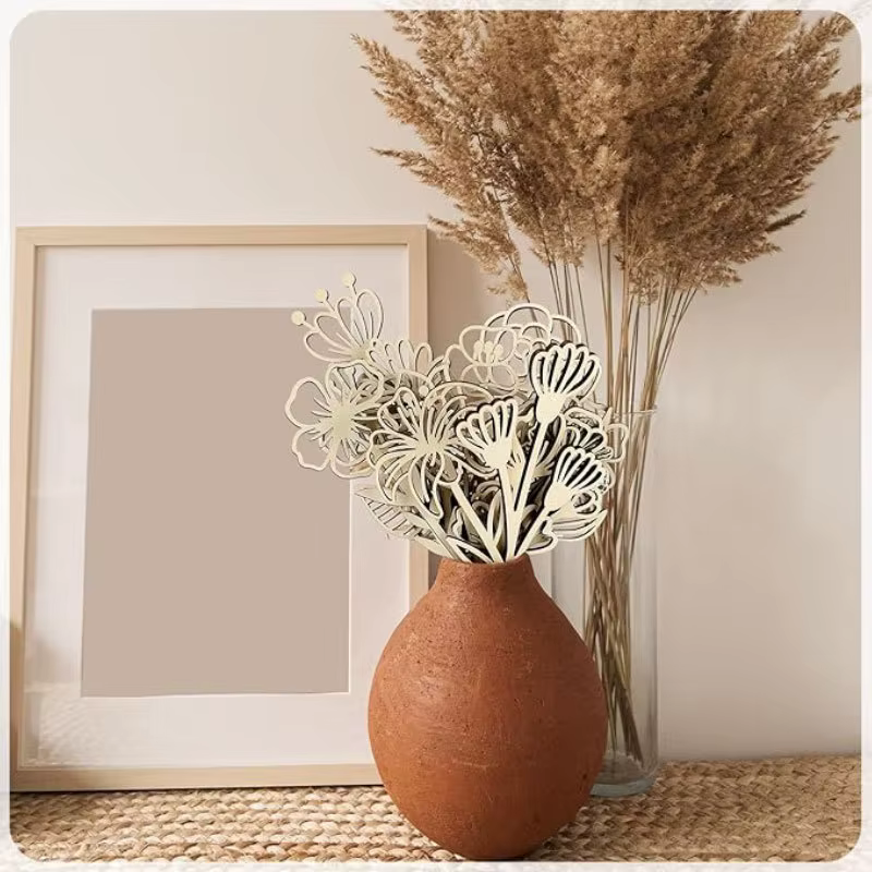 Décoration murale de fleurs sauvages en bois