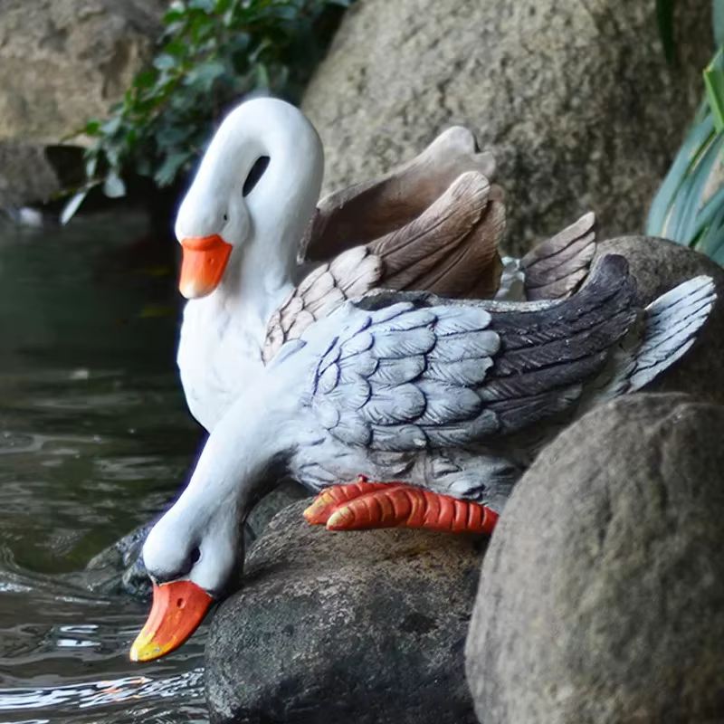 Pot de fleur de cygne de dessin animé