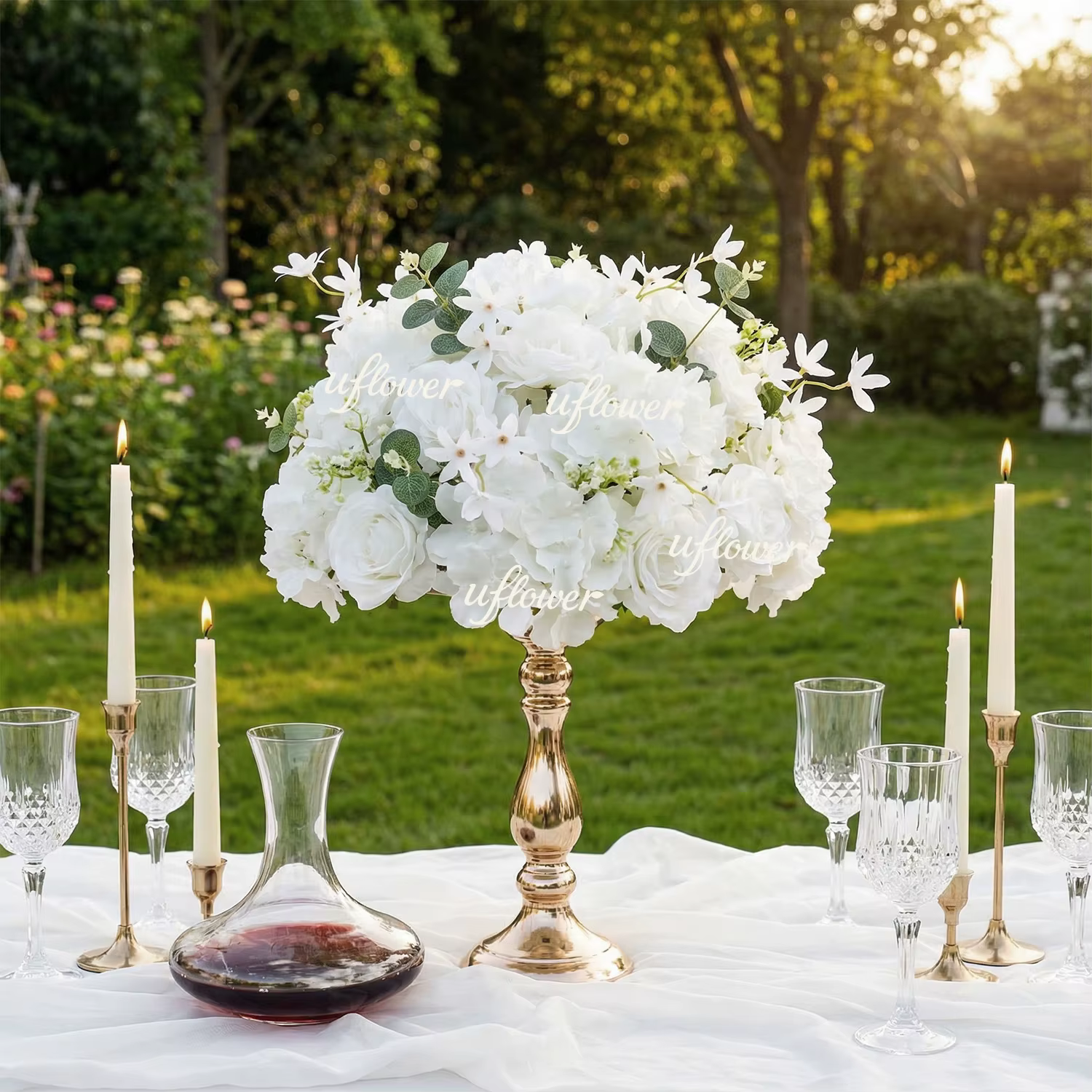 Nouvelle Boule de fleurs artificielles en forme de cœur d'orchidée champagne de 45 cm pour décoration de mariage