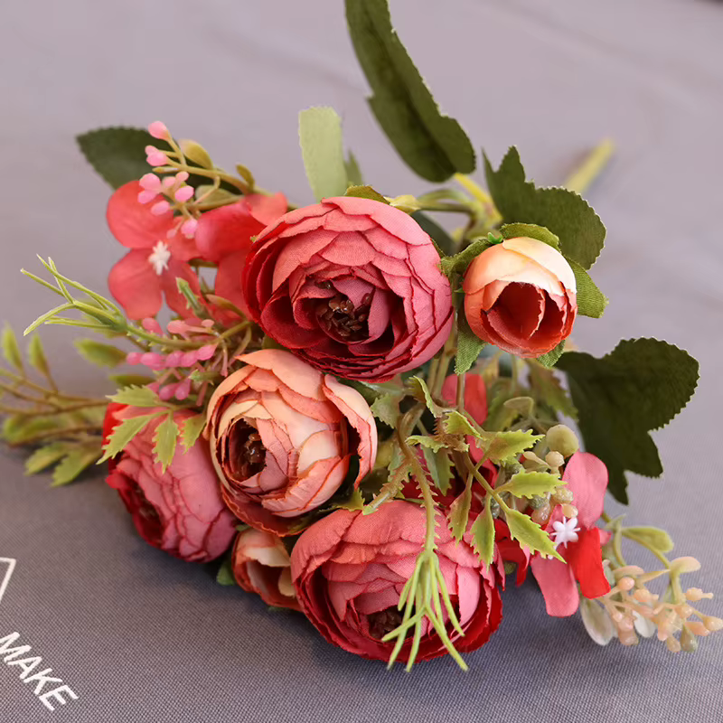 Fleurs artificielles vintages rose thé en soie