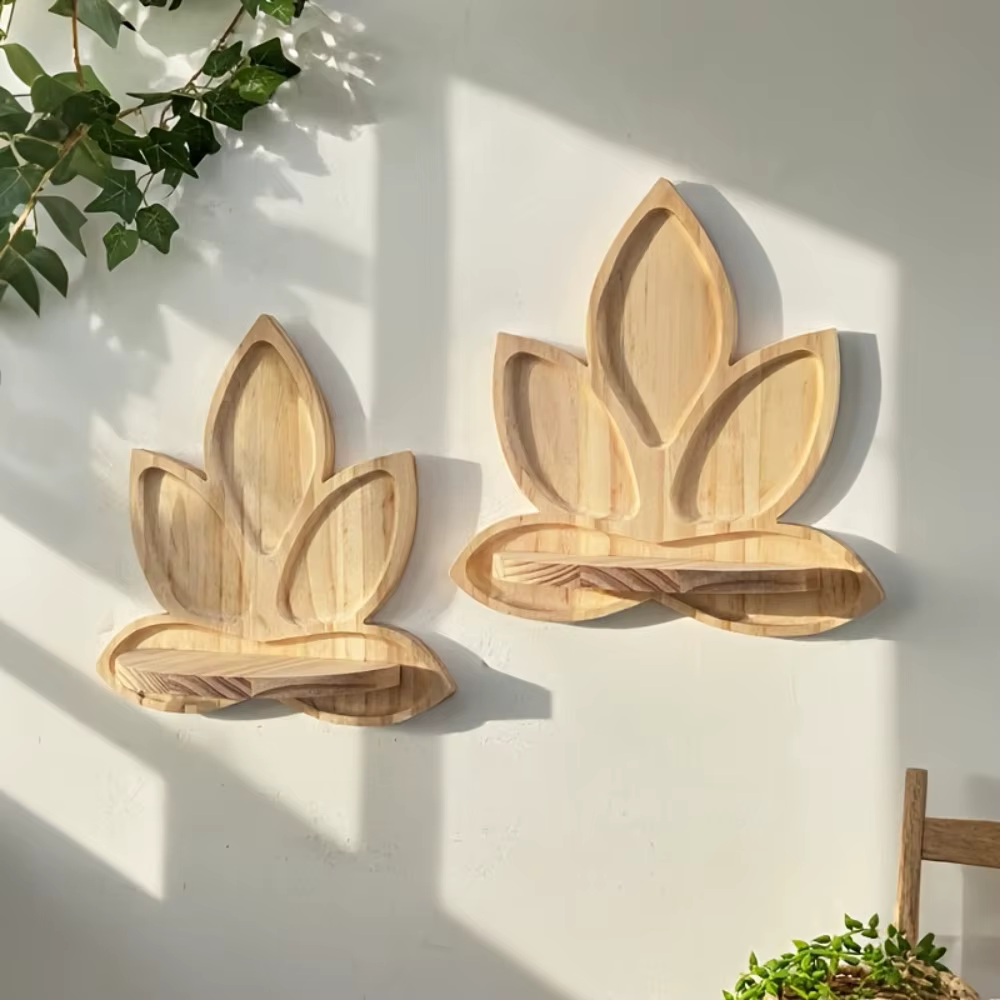 Étagères murales en bois de fleur de Lotus
