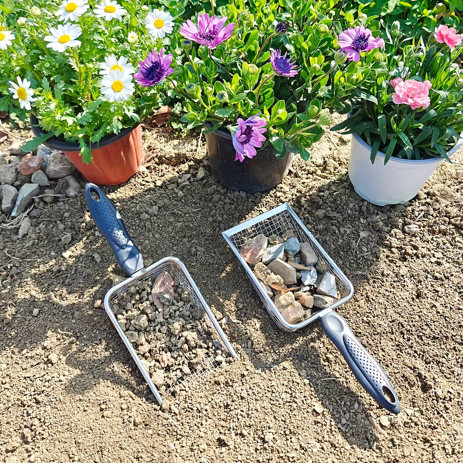 Tamis à terre horticole avec poignée