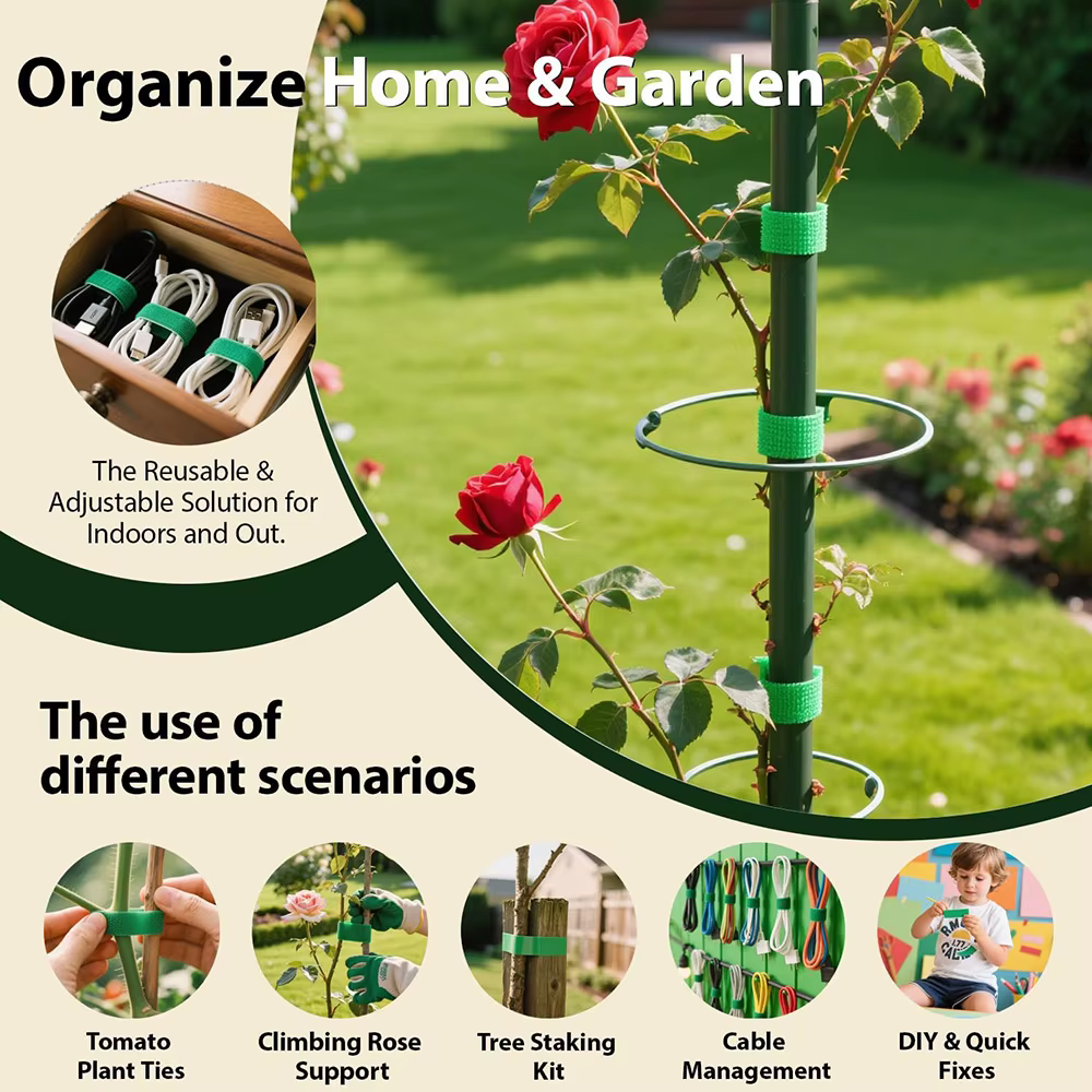 Attaches Réutilisables pour Plantes Grimpantes de 10 m – Sangles en Nylon pour Soutien de Tomates