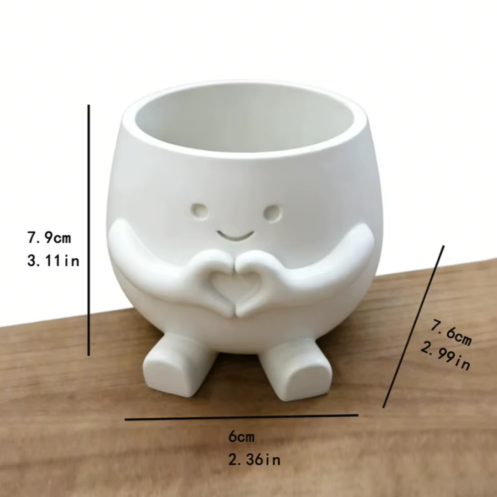 Pot de fleurs imprimé en 3D en forme de mains de cœur