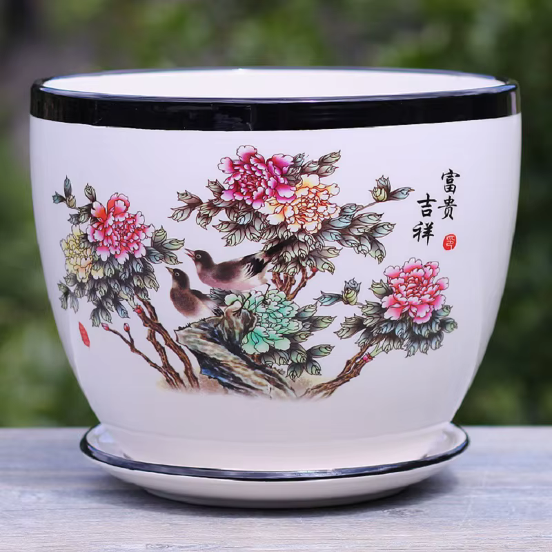 Chine Jingdezhen-Pot de fleur en céramique vintage