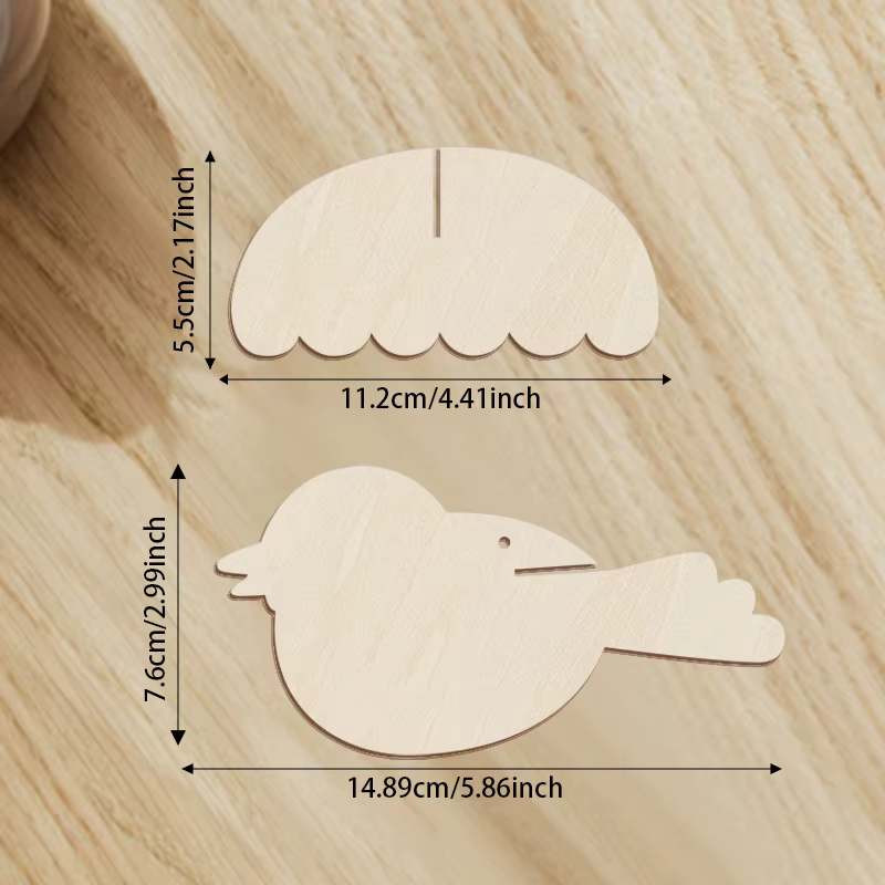 YOMDID 5 pièces ornements en bois inachevés-décorations suspendues d'oiseaux