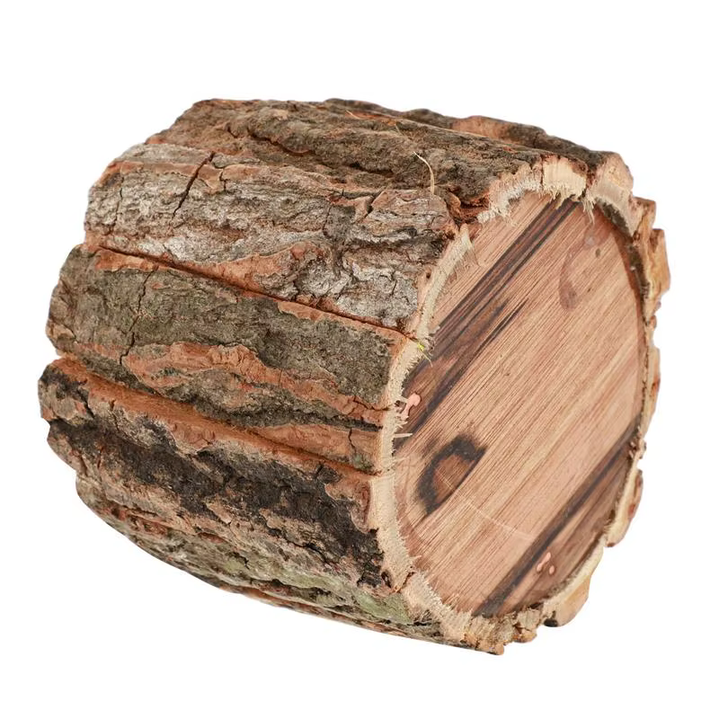 Grand pot de fleurs en bois naturel
