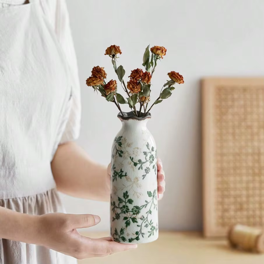 Vase à fleurs en céramique craquelé