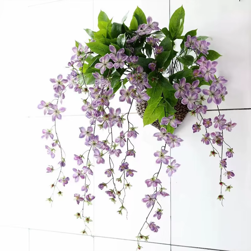 6pcs Branche de Fleur de Jasmin Artificielle Deux Fourchettes Impression 3D Plante Clerodendrum Wallichii pour Décoration Florale de Mariage Partie Maison