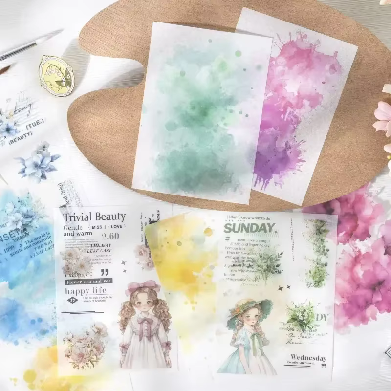 20 pièces épissage fleur langue matériel anglais main compte journal Scrapbook couleur encre autocollants pack motif