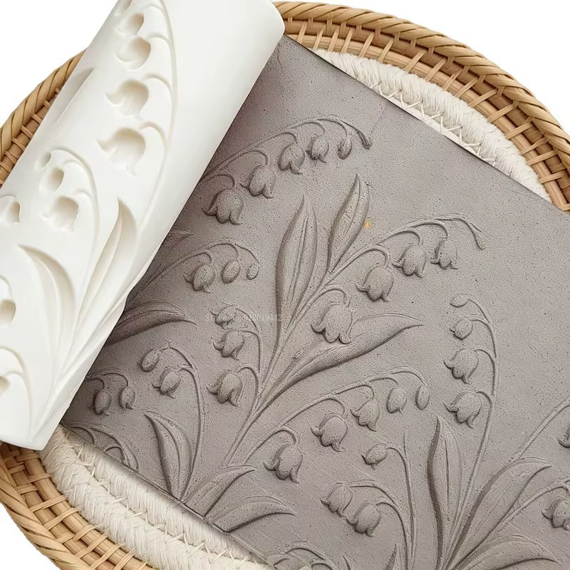 Rouleau de texture florale Muguet pour poterie souple