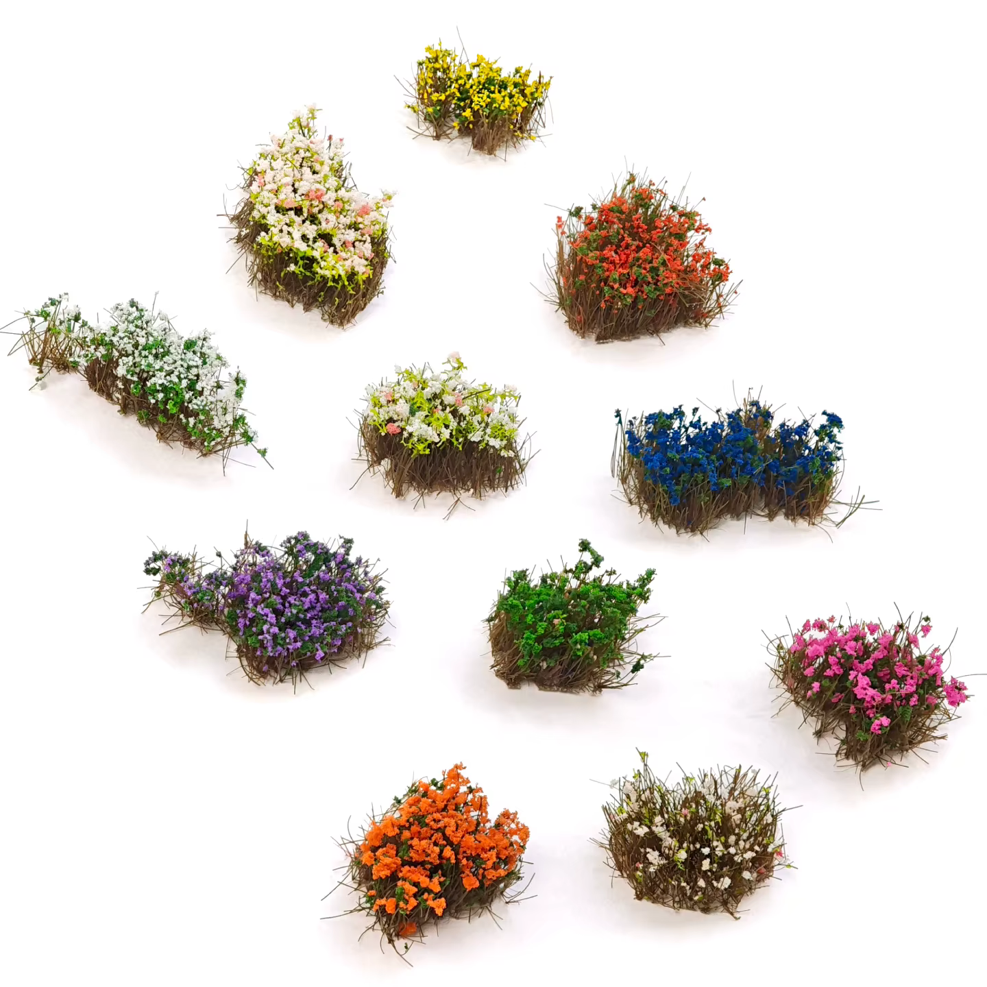 Kits de modélisation DIY de grappes d'herbe et de fleurs déchiquetées à la main pour la décoration de scènes miniatures