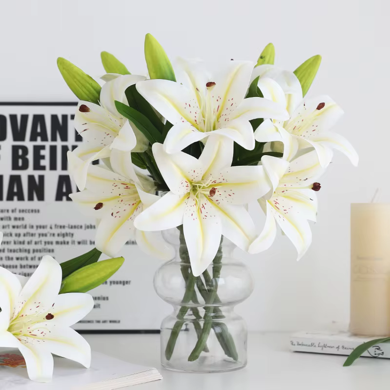 Fleur artificielle de lys de 38 cm pour bouquet de mariage