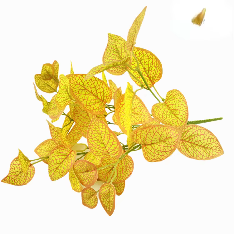 Plante verte artificielle fausse fleur jaune Ginkgo