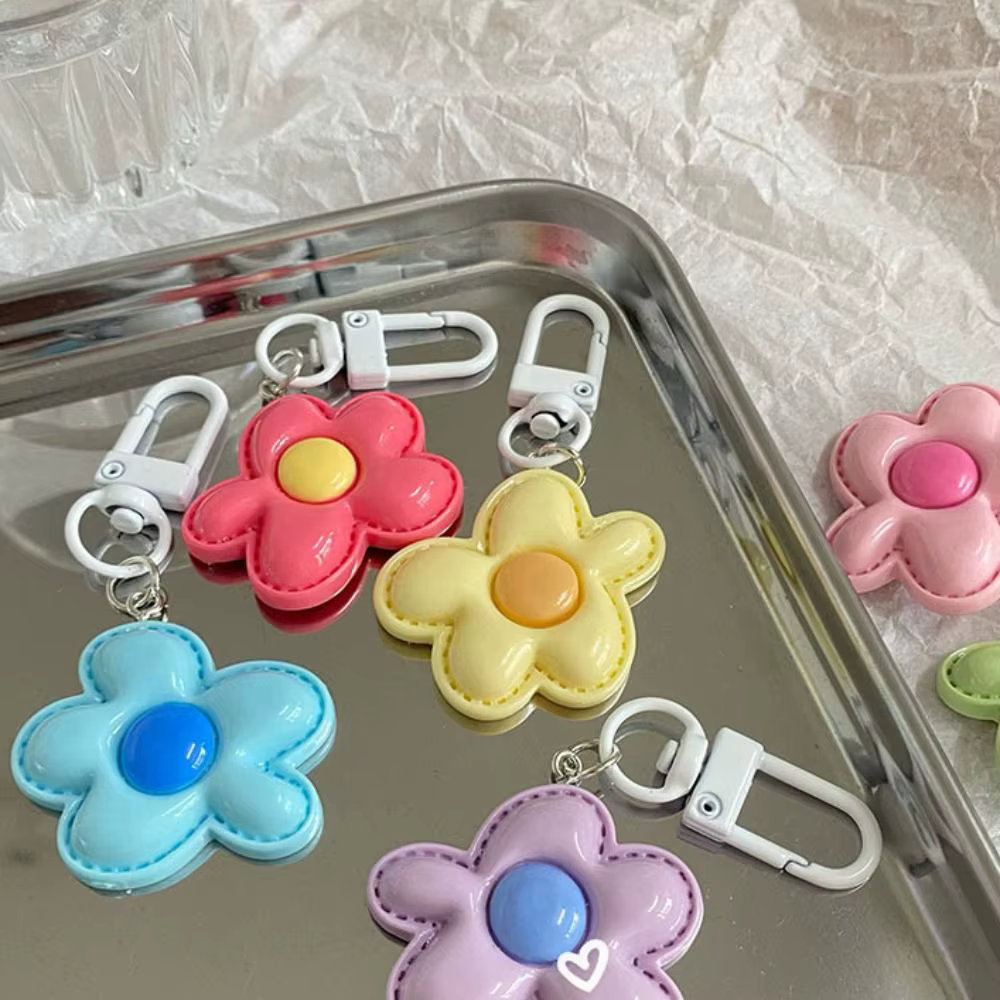 Porte-clés fleur de Style coréen, mignon, Mini porte-clés Floral en résine, pendentif floraison coloré Kawaii pour filles