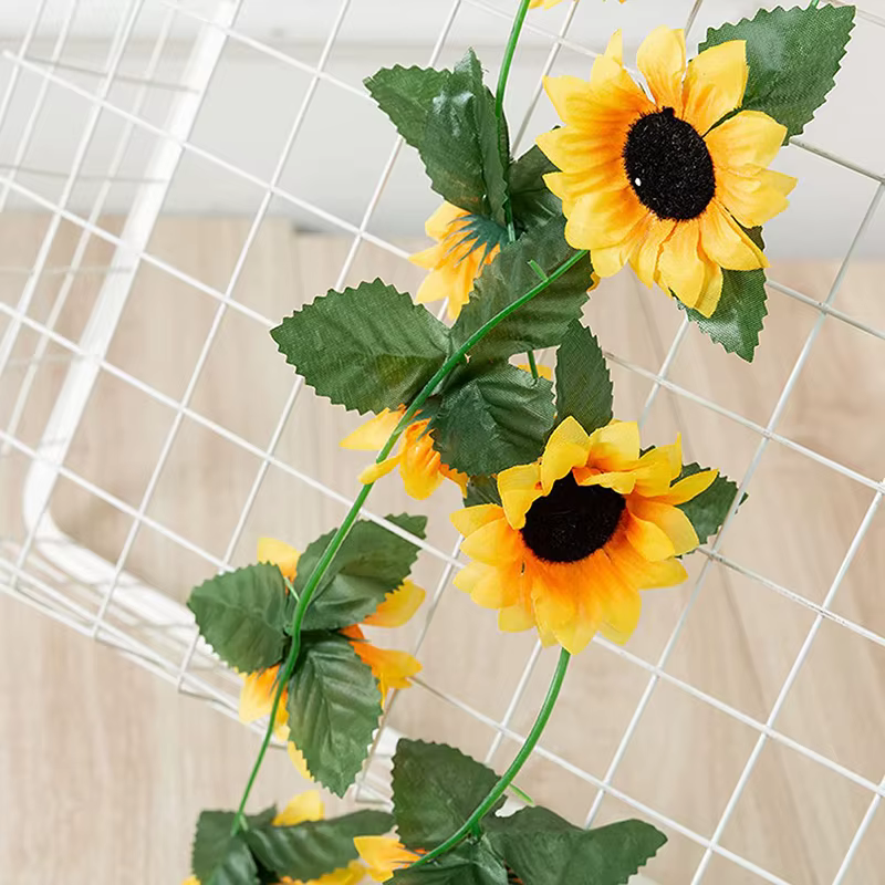 250cm soie tournesol lierre vigne fleurs artificielles tenture murale guirlande clôtures de jardin maison mariage décoration de noël fausse plante