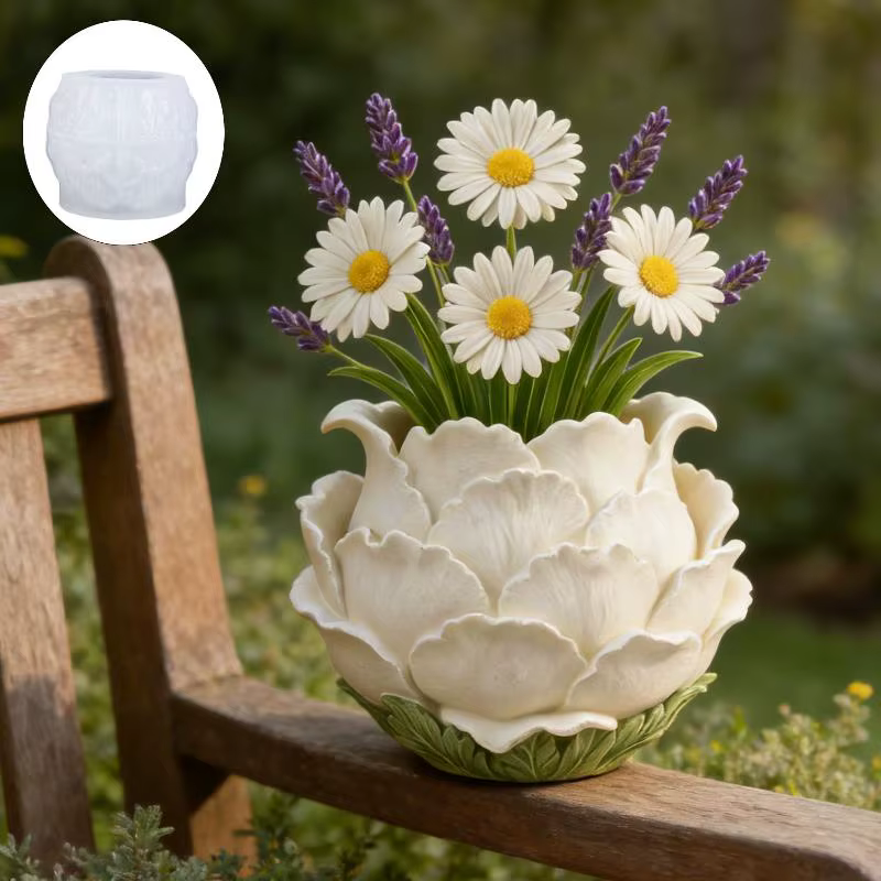 Moule en silicone pour pots en forme de pétales de pivoine 3D