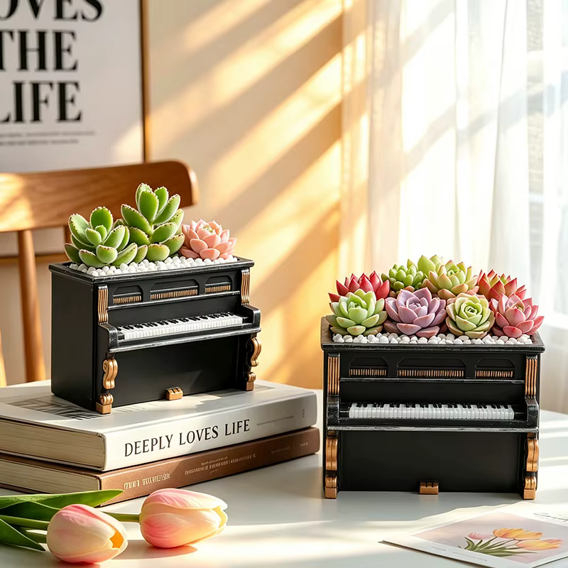 Mini pot de fleurs créatif en forme de piano