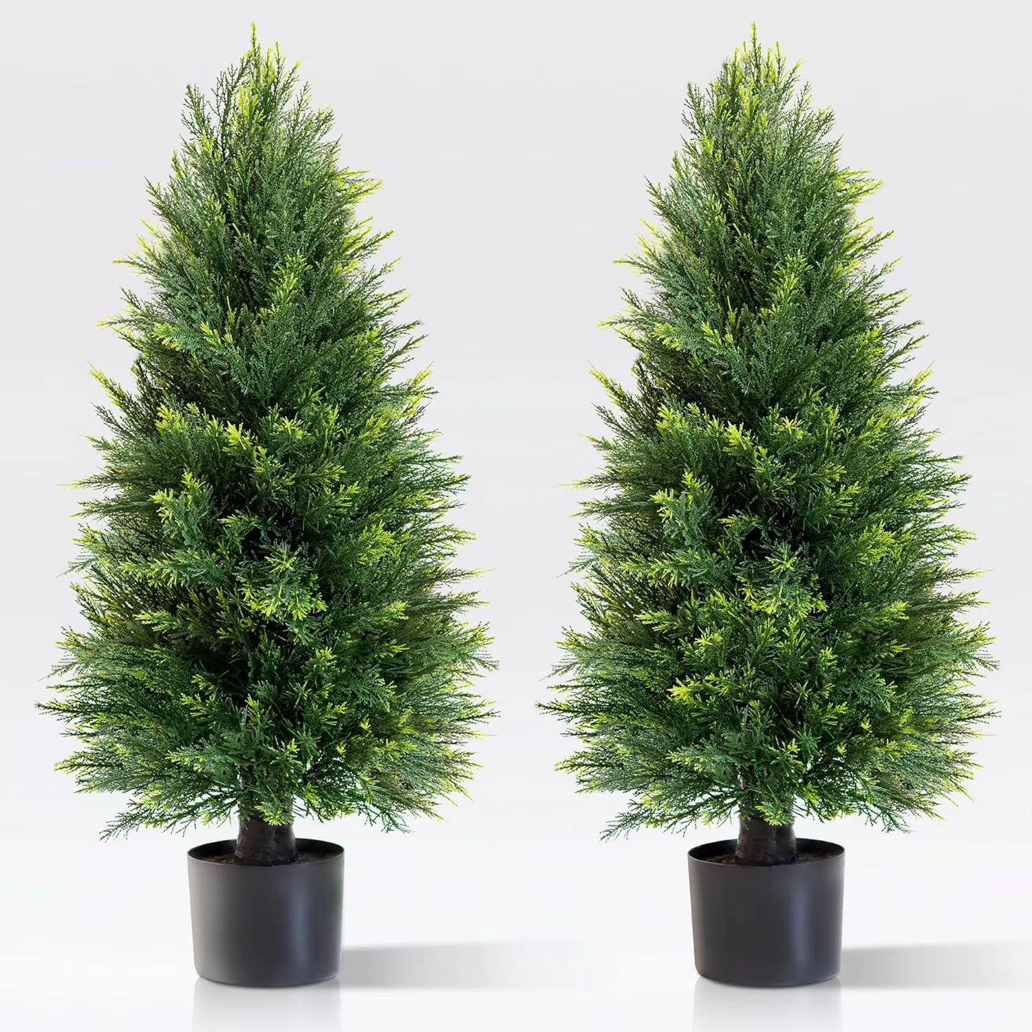 Plantes vertes artificielles en pot (pins et cyprès) pour décorations de Noël
