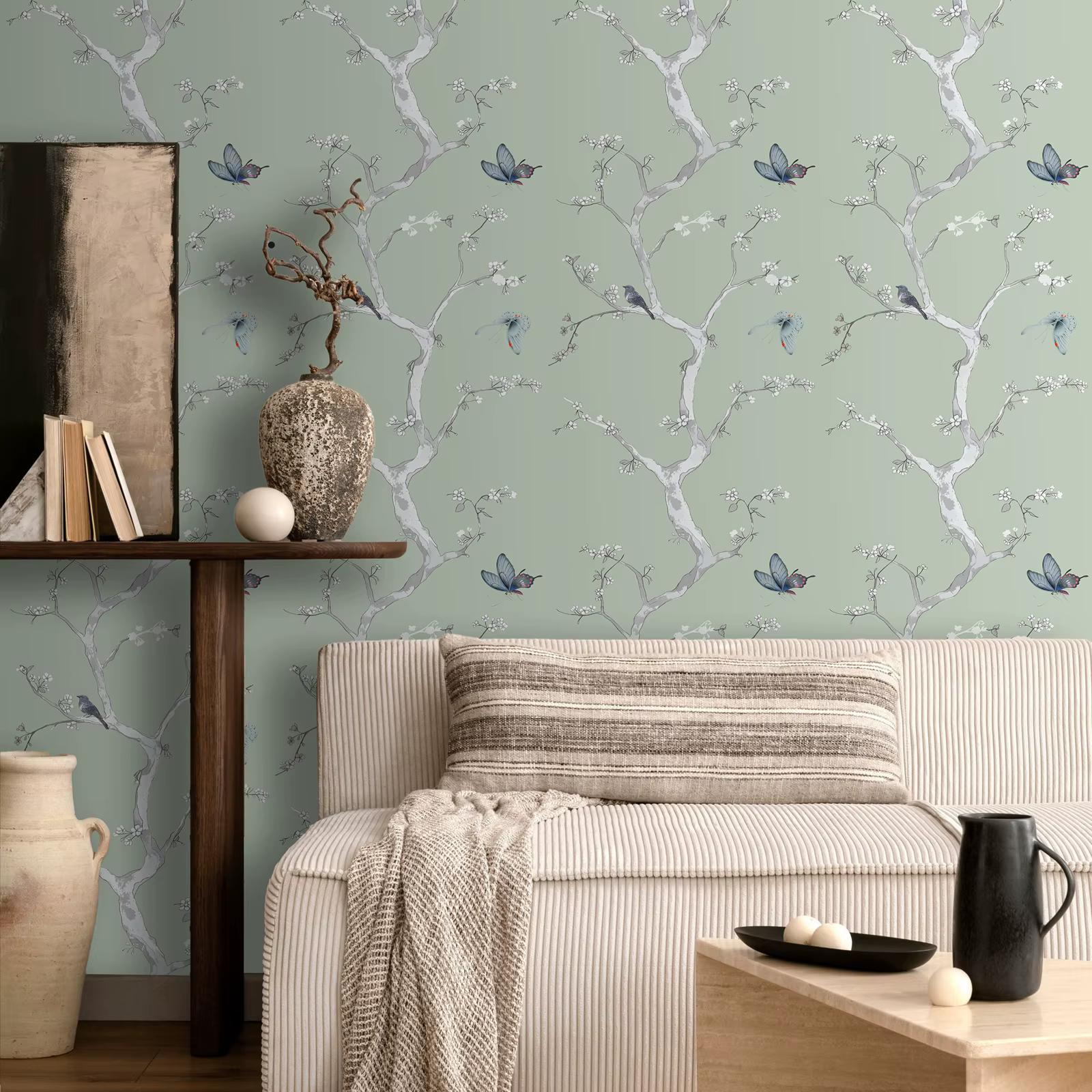 Papier peint adhésif Floral Chic arbre oiseau papillon de Style Oriental