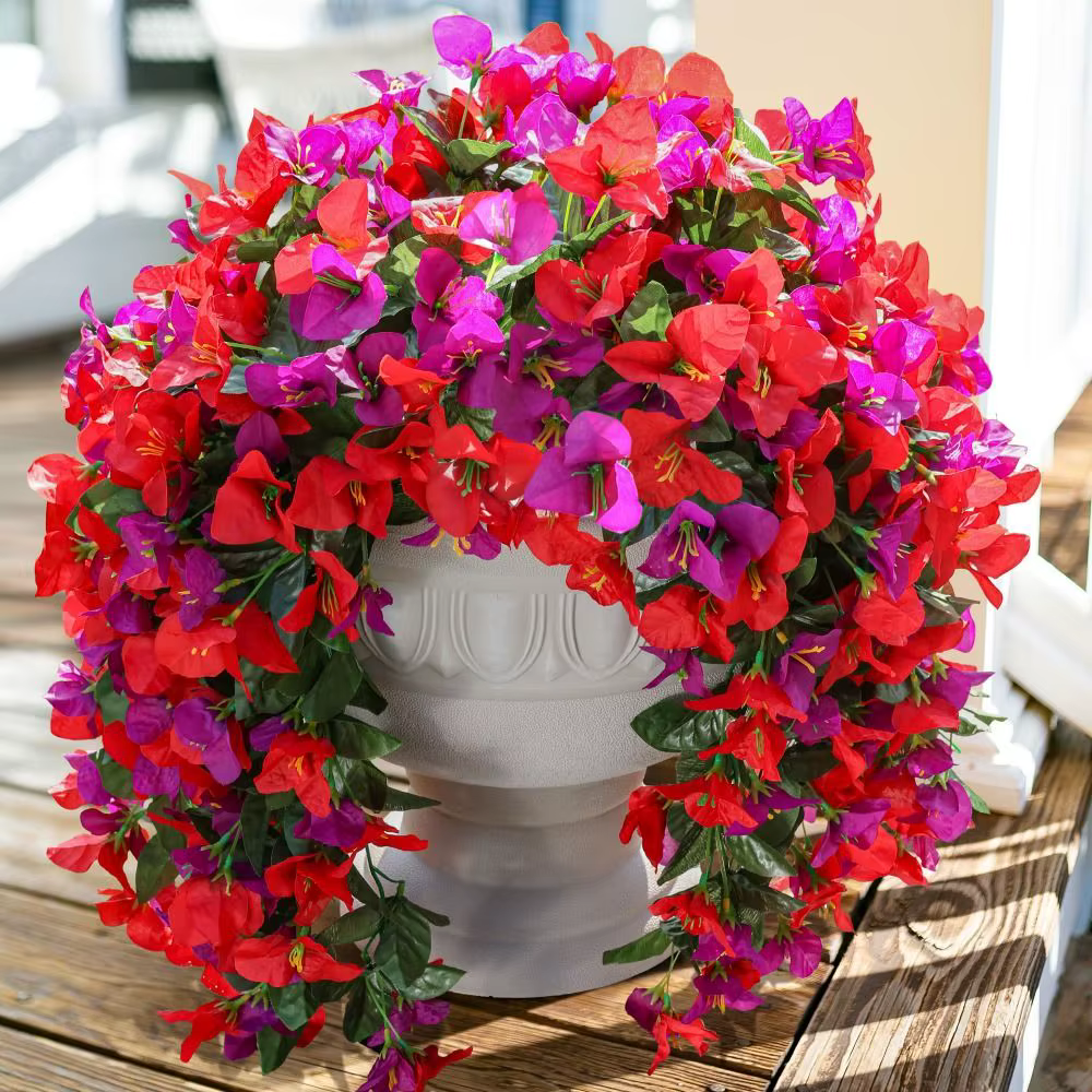 Réaliste Faux Bougainvillea Fausses soie résistant aux UV fleurs artificielles plante décoration d'été longue traînée