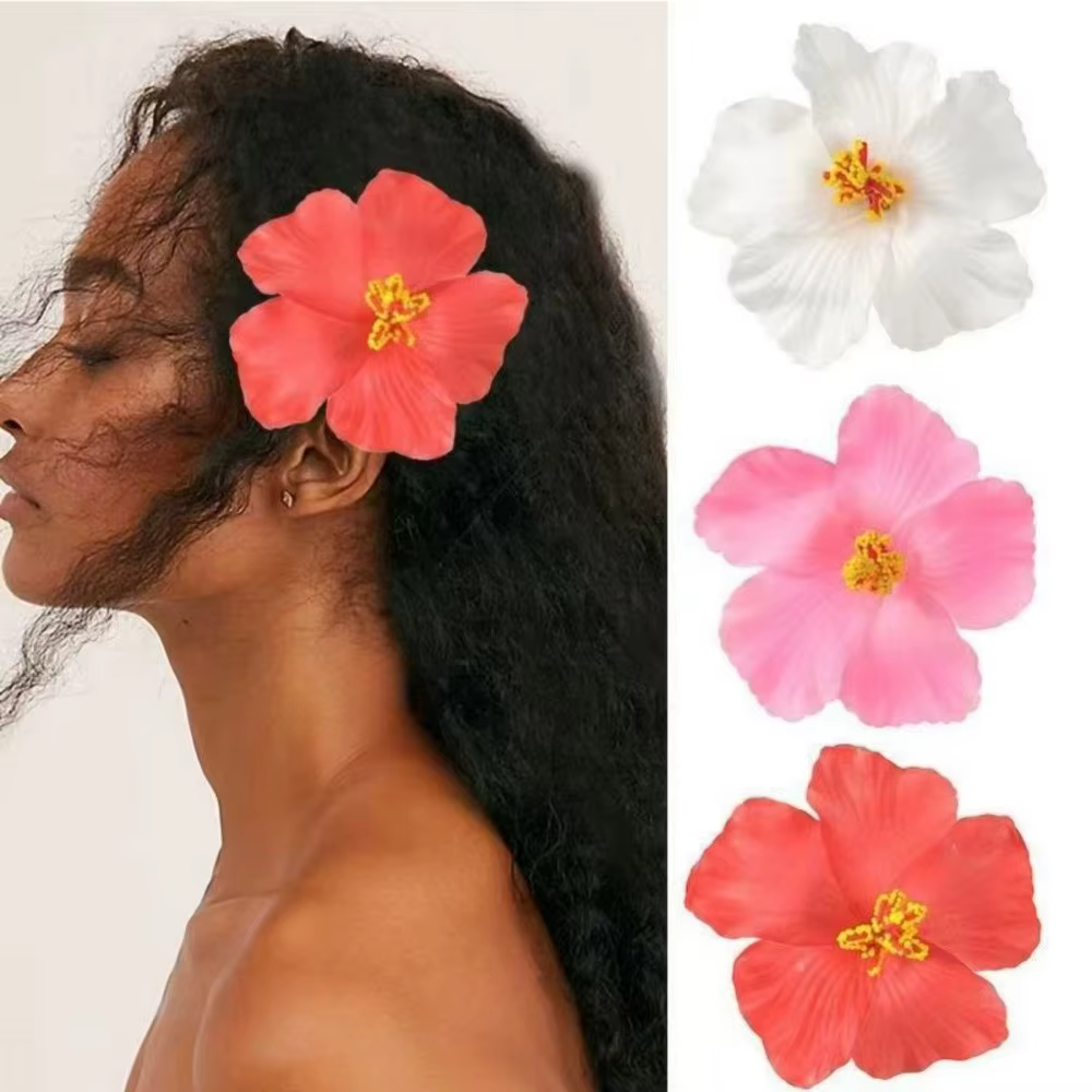 Barrettes à cheveux Hawaïennes Fleur d'œuf, Pinces à cheveux Bohèmes Romantiques, Coiffes Décoratives, Épingles à cheveux Hibiscus