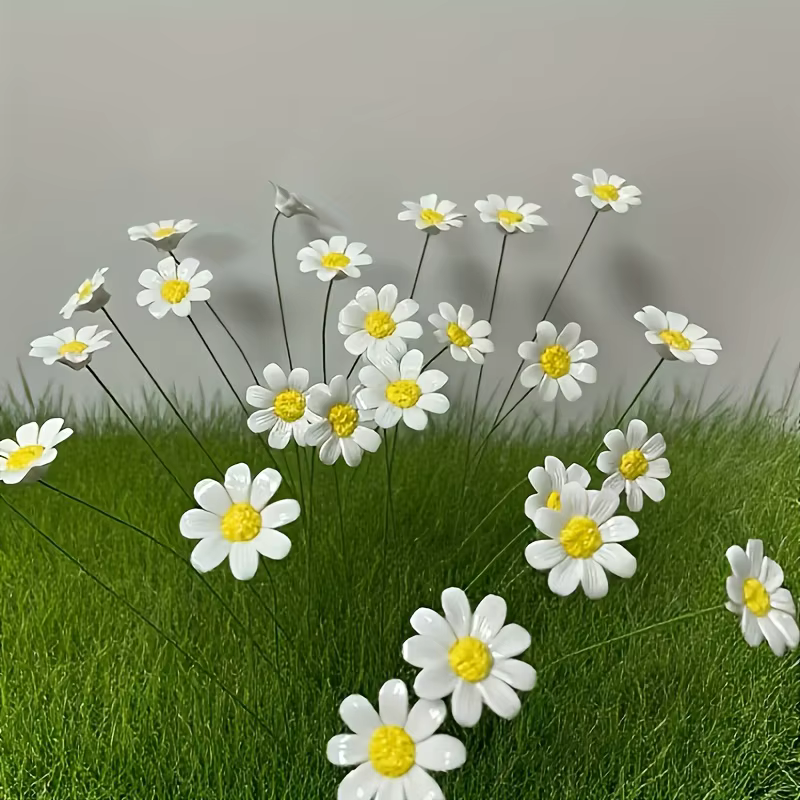 5 fleurs en céramique, marguerites artificielles