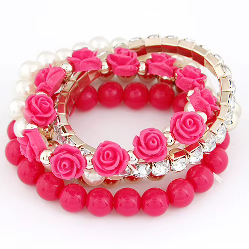 Bracelets porte-bonheur pour femmes bijoux Rose fleur multicouche enveloppe fleur Bracelets et Bracelets Vintage Pulseras Mujer Pulseiras Femme
