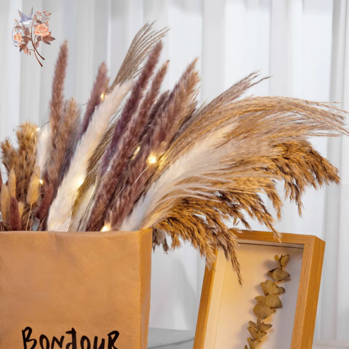 Bouquet de fleurs séchées moelleuses