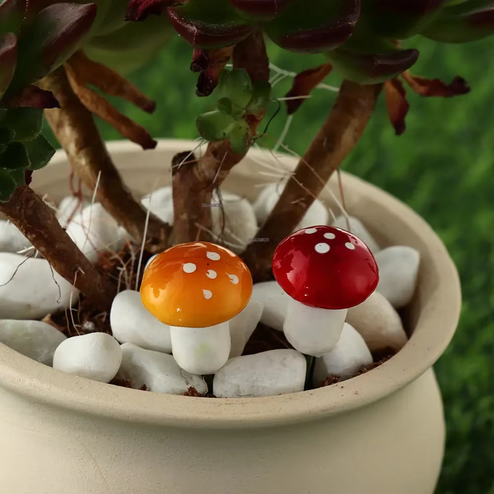 10/20 pièces Mini champignon bricolage artisanat jardin ornement résine mousse artificielle plantes en pot décor