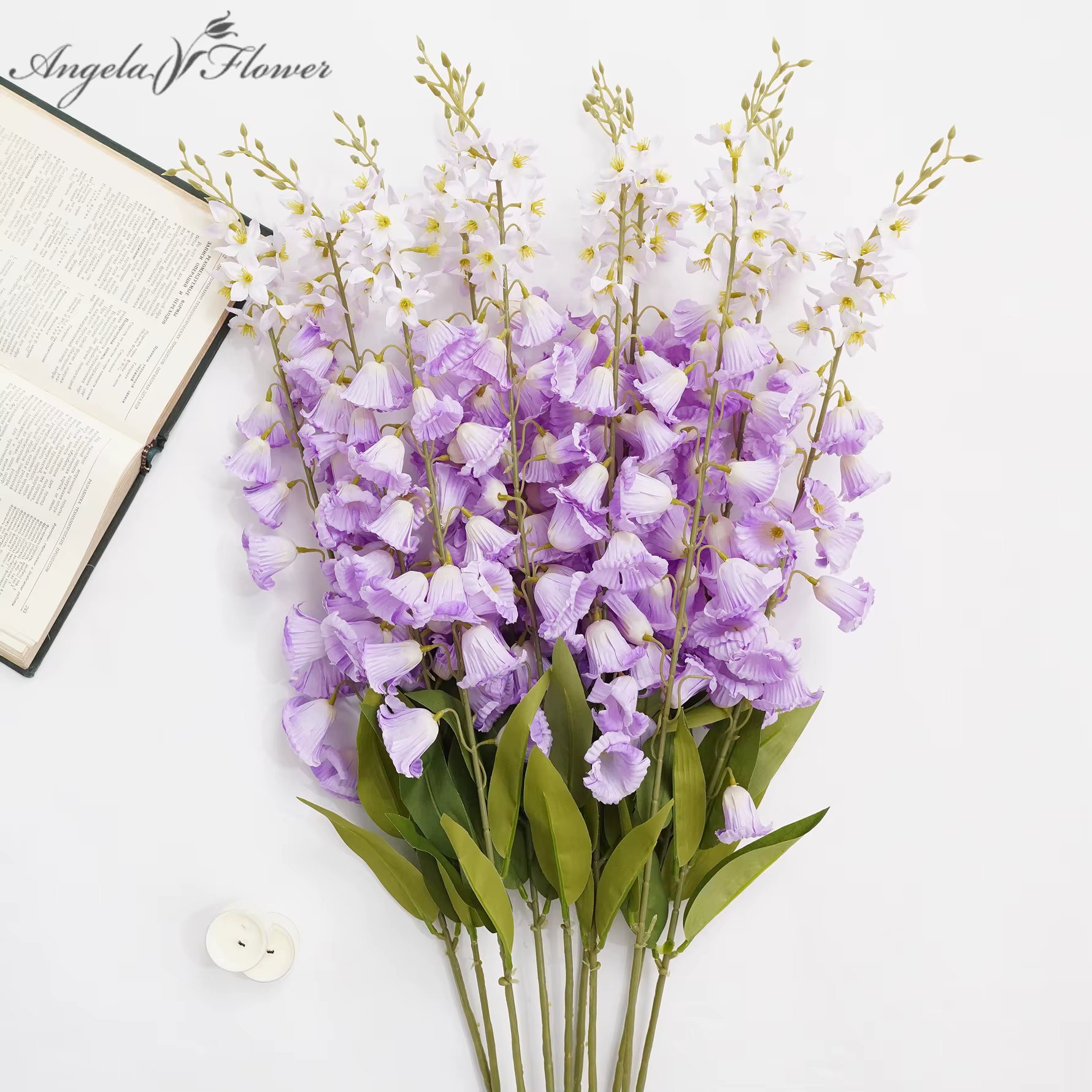 Fleur artificielle Angela A9991 en forme de campanule violette