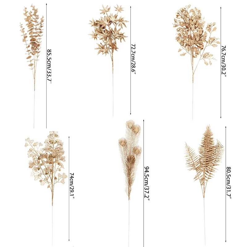 Plantes artificielles dorées en plastique pour décoration de Noël