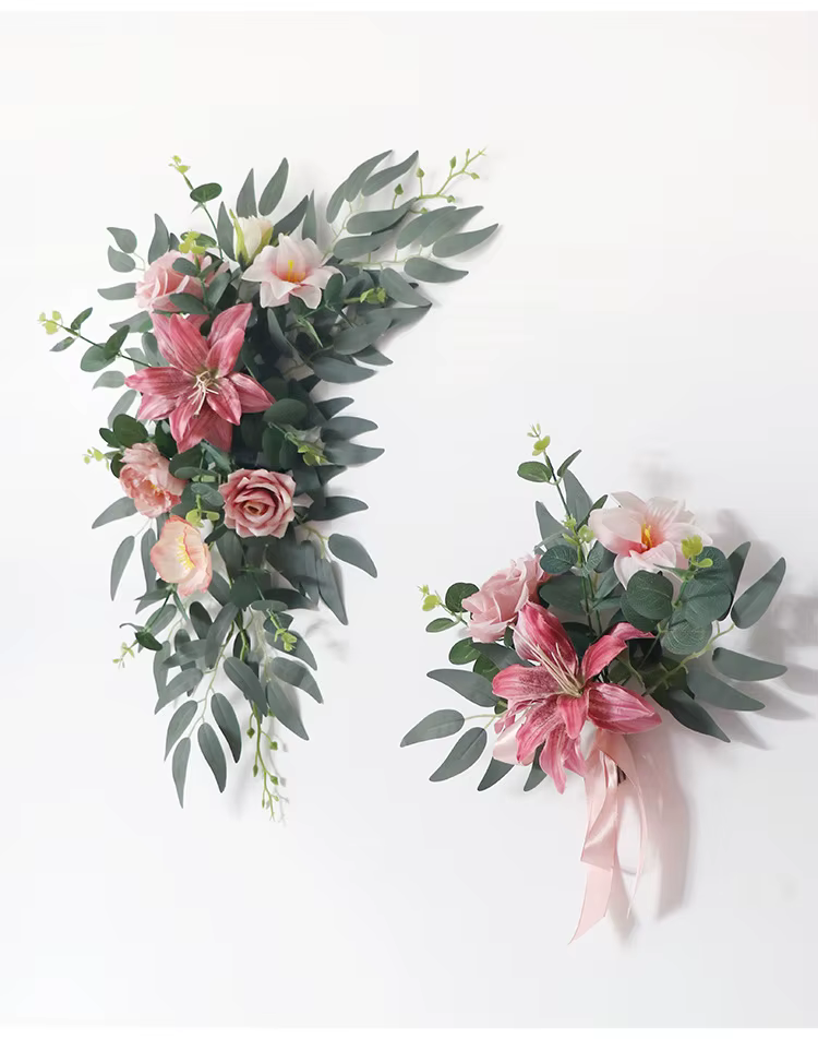 Yannew pays mariage bienvenue signe fleurs guirlande arc artificiel fleur Eucalyptus Swag pour fête cérémonie réception décor