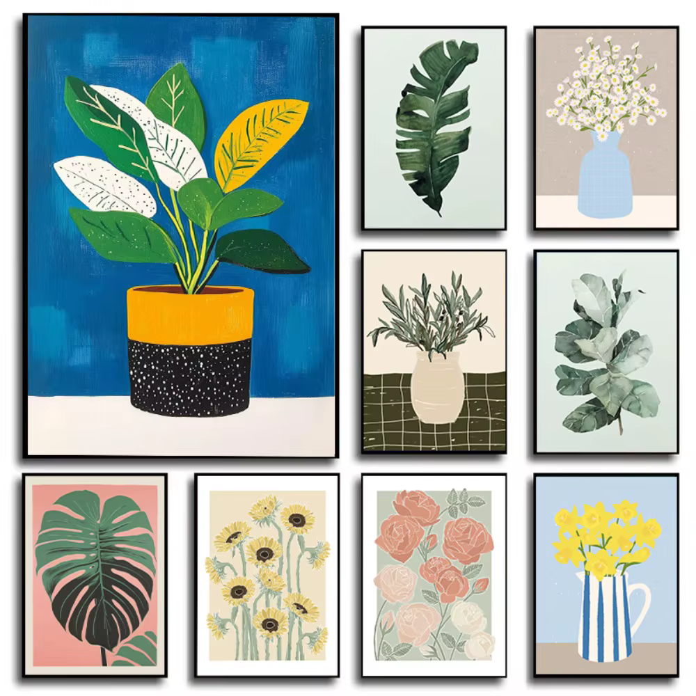 Affiche d'art de vase à fleurs de jardin