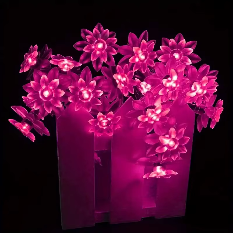 Guirlandes lumineuses solaires en forme de fleur de lotus