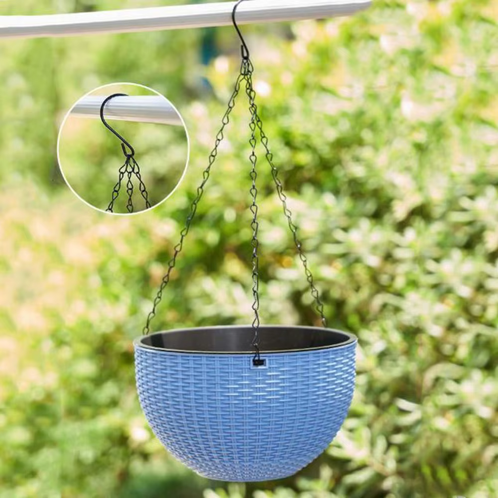 Pot suspendu en plastique imitation rotin