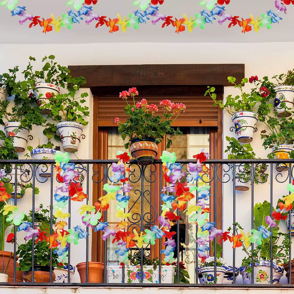Guirlande de fleurs tropicales Lei multicolores