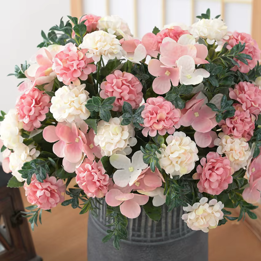 Fleurs artificielles Hortensia Bouquet De Mariée Accessoires Liquidation Festival Guirlande Clipping Vase Pour La Maison Décoration De Mariage