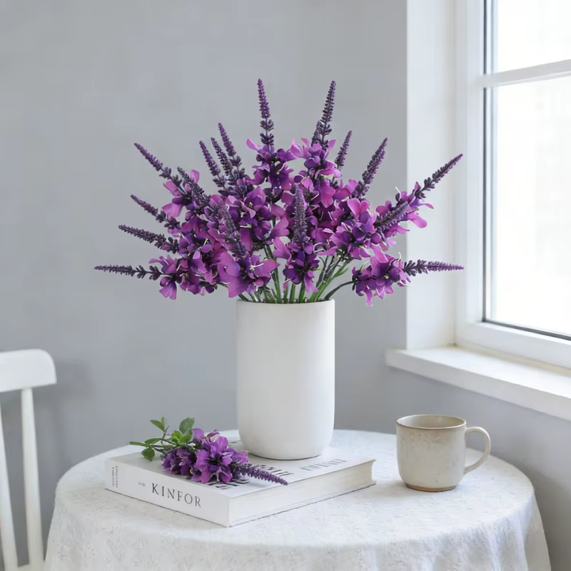 Herbe artificielle de lavande de 16,5 pouces pour la décoration intérieure et extérieure, mariages, hôtels, centres commerciaux, vitrines et accessoires de photographie