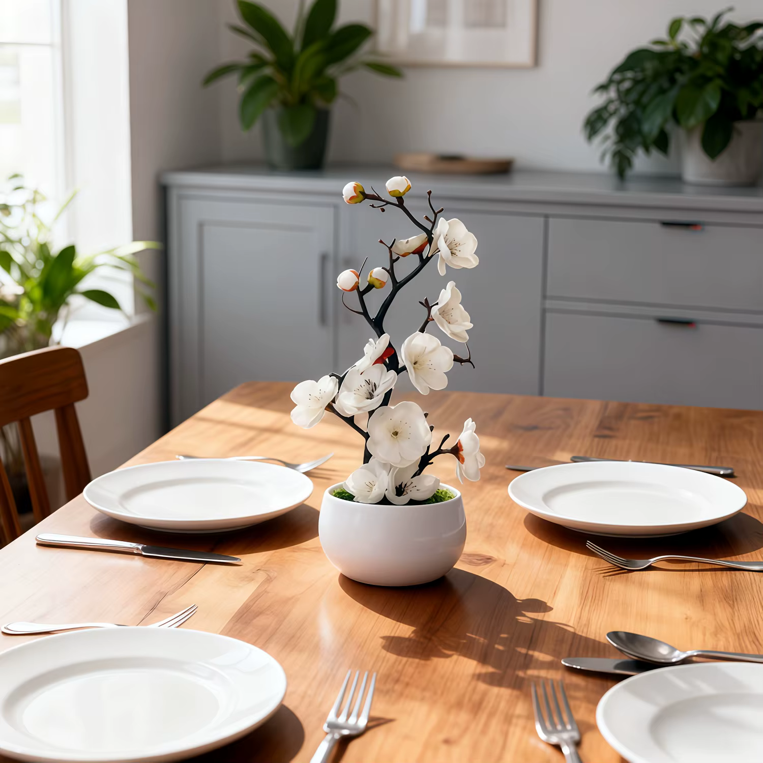 Bonsaï de fleur de prunier artificielle réaliste