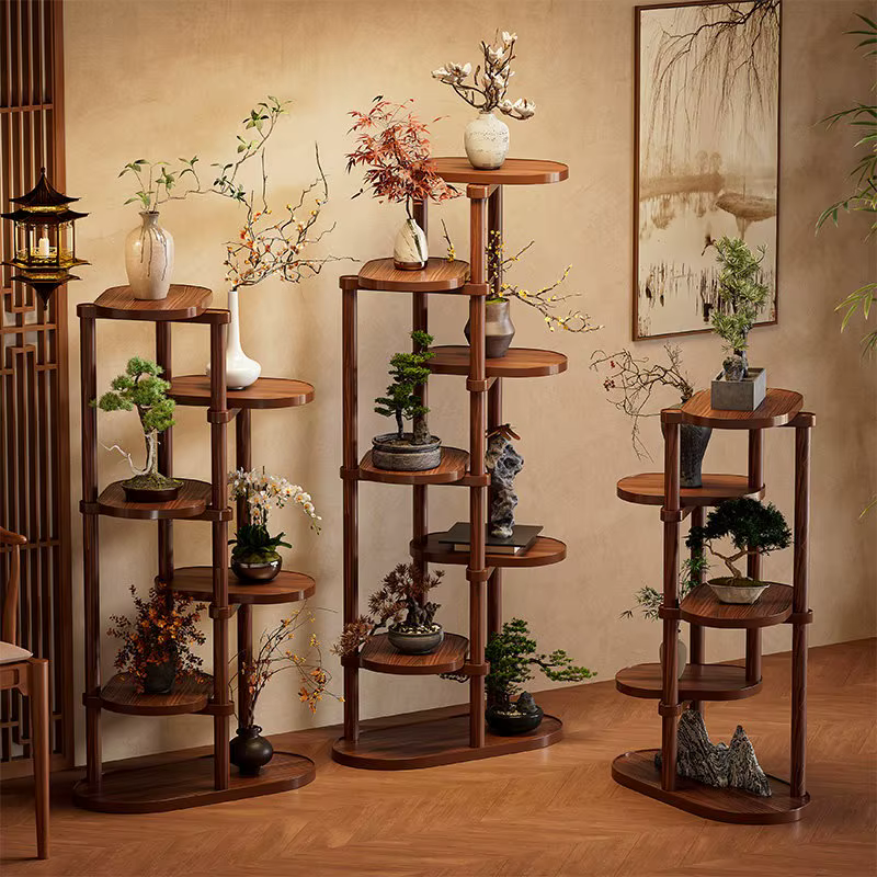Support de plantes blanc en bois pour plusieurs fleurs