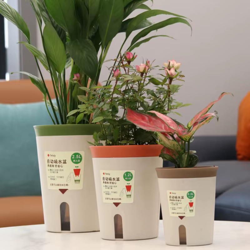 Pot de fleur hydroponique à double couche auto-arrosant