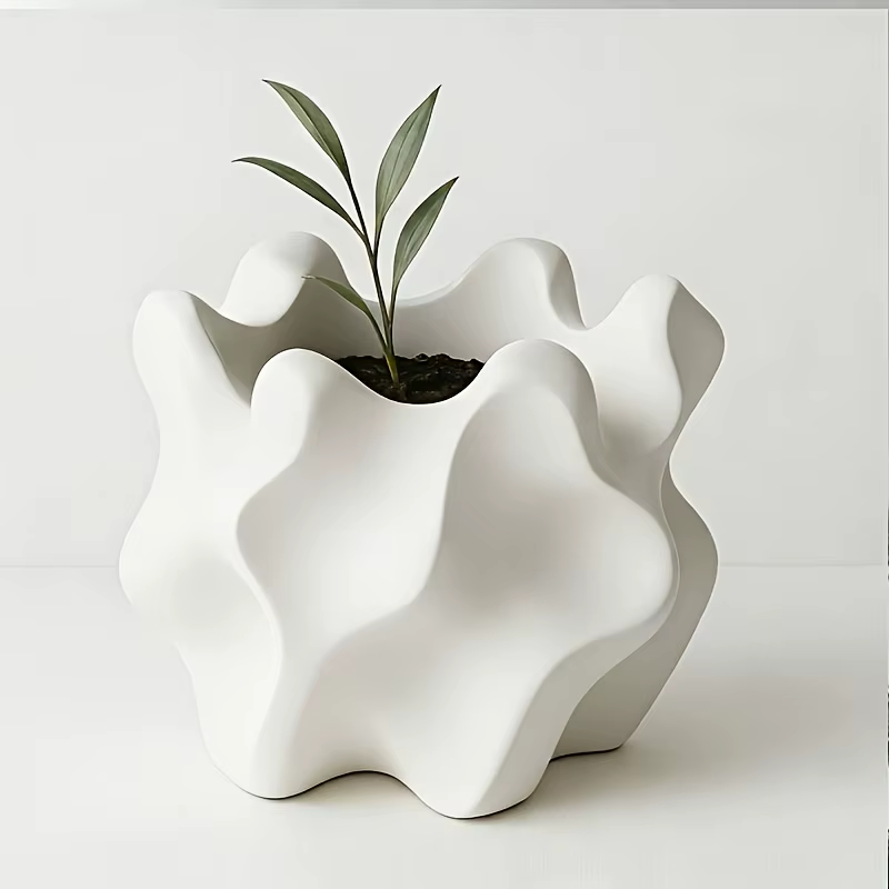 Pot de fleurs géométrique rétro moderne avec trou de drainage