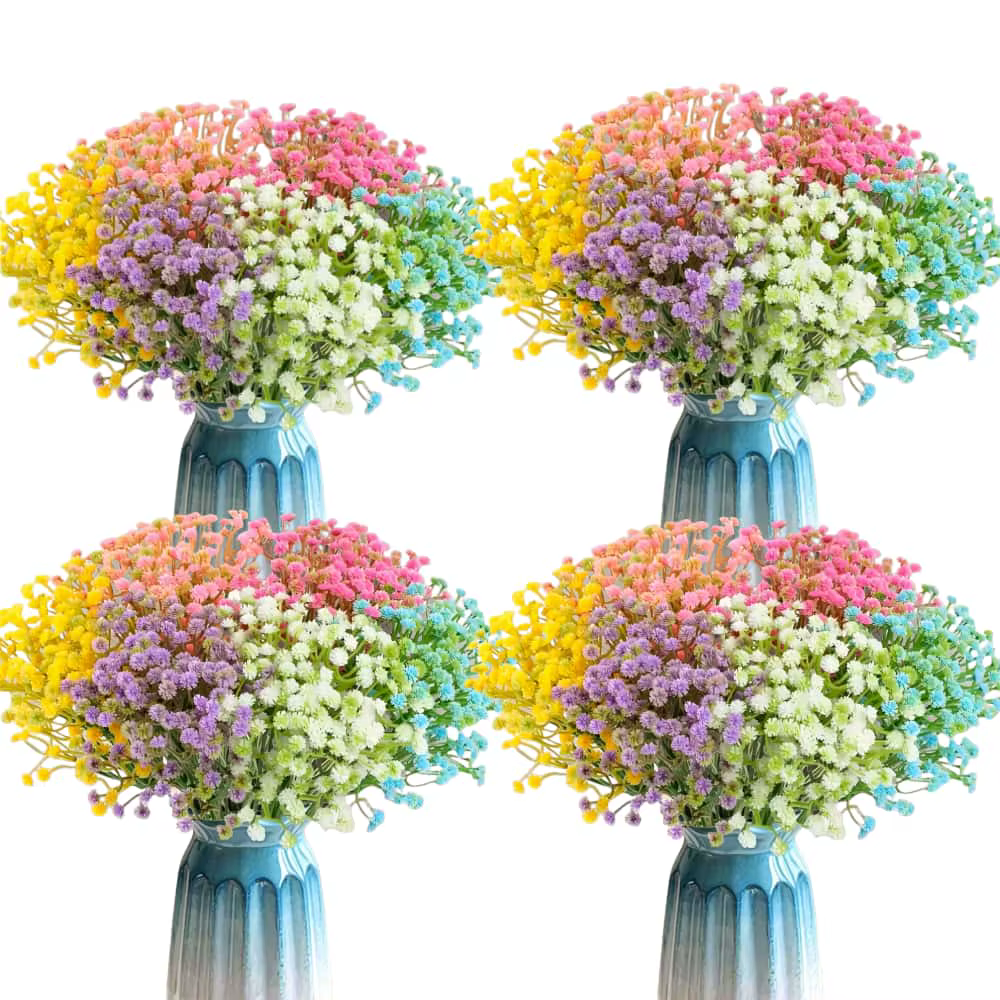 Fleurs artificielles de gypsophile blanches et colorées